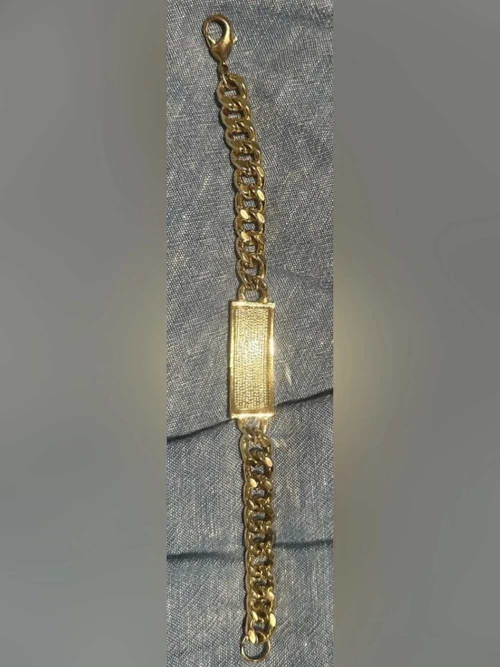Y2K engravable Gold Tone Chunky Chain ID Bracelet